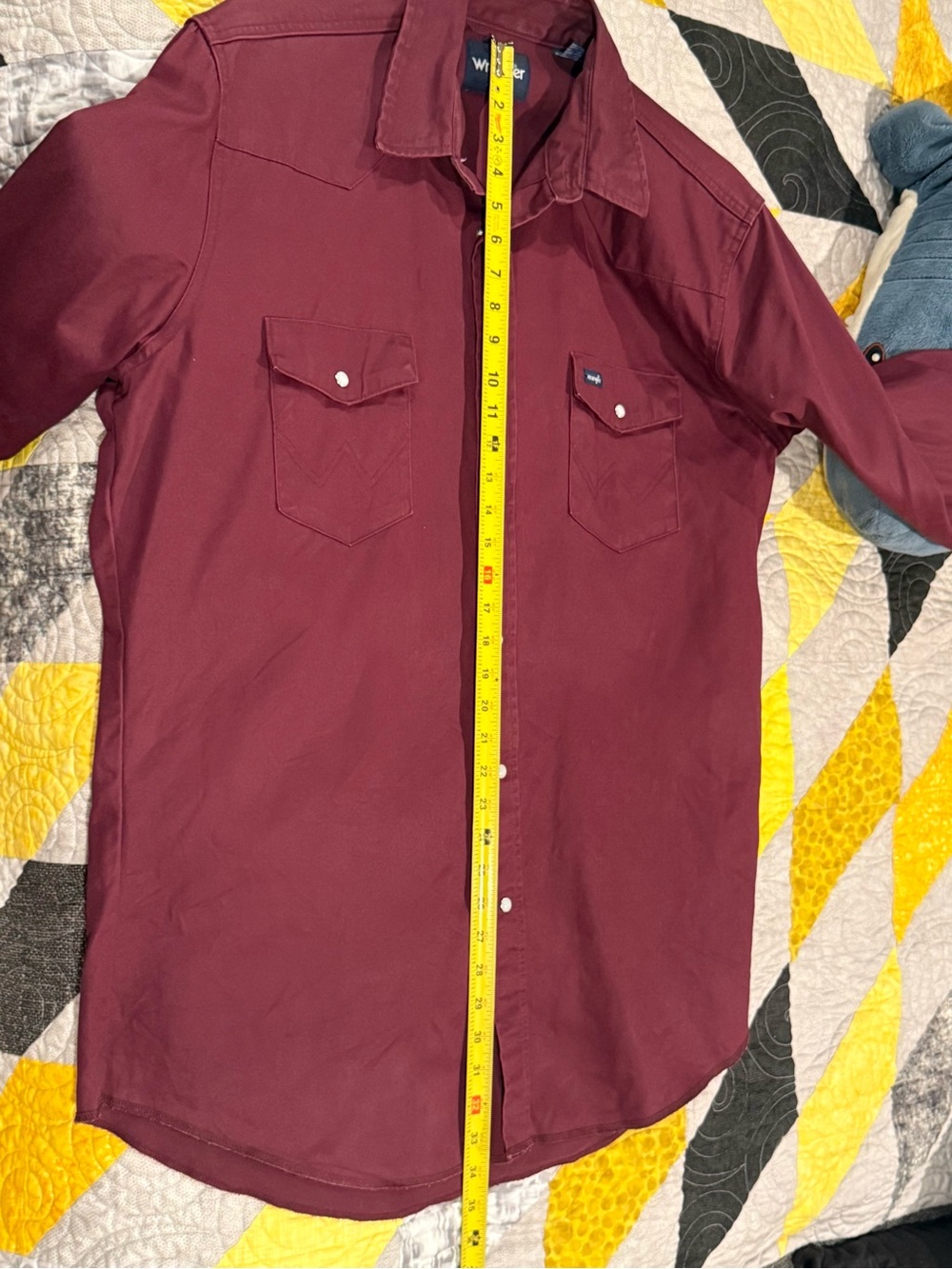 Wrangler Men’s XLT Long Sleeve Button-Down Shirt — Burgundy - Picture 2 of 11